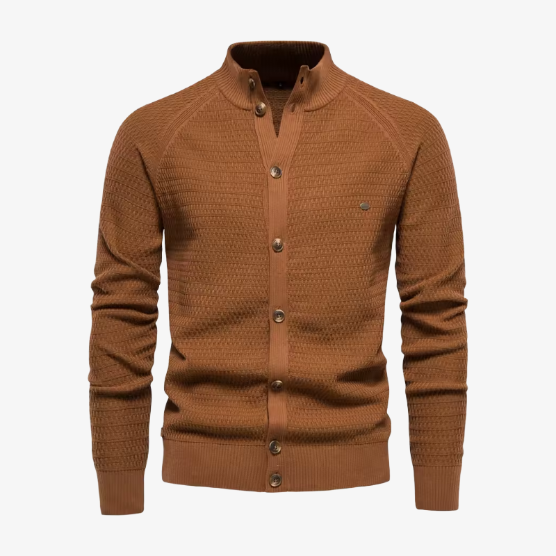 Starnberg Premium Strickjacke mit Stehkragen und Knopfleiste